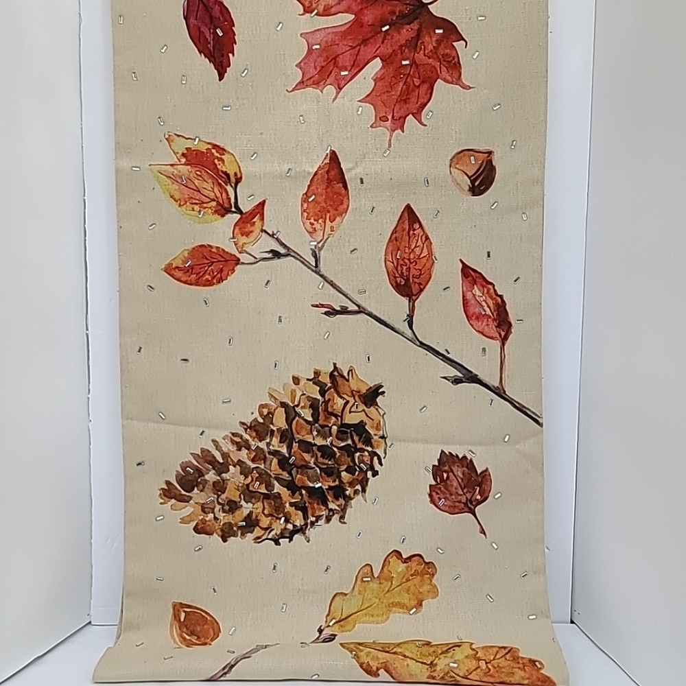 Autumn Leaf and Pinecone Table Runner 80"x16"